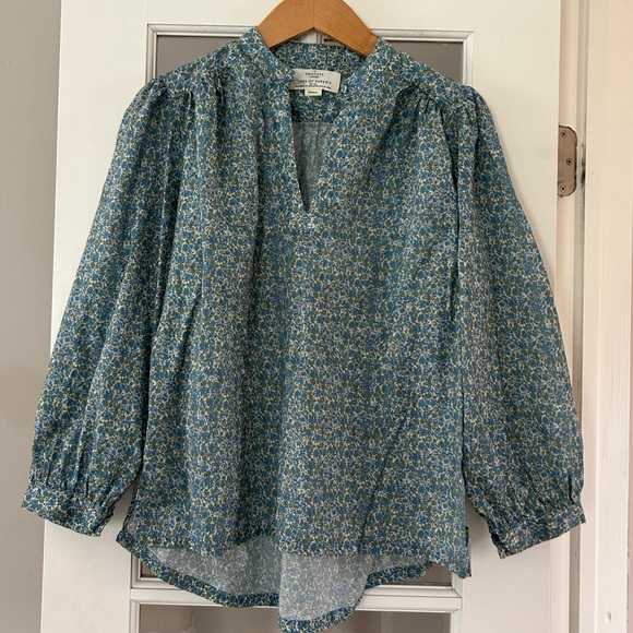 TROVATA Birds of Paradis Bailey Floral Tidepool Ditsy Blouse Popover Size S - Picture 2 of 11